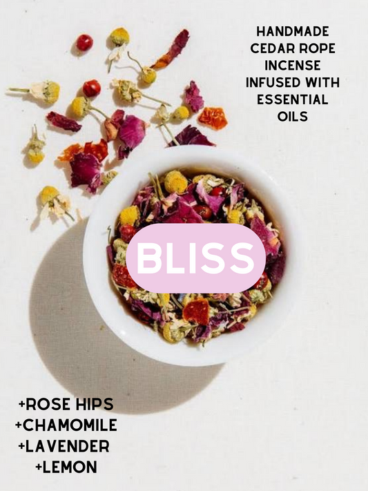 BLISS CEDAR ROPE INCENSE + INFUSED WITH ESSENTIAL OILS